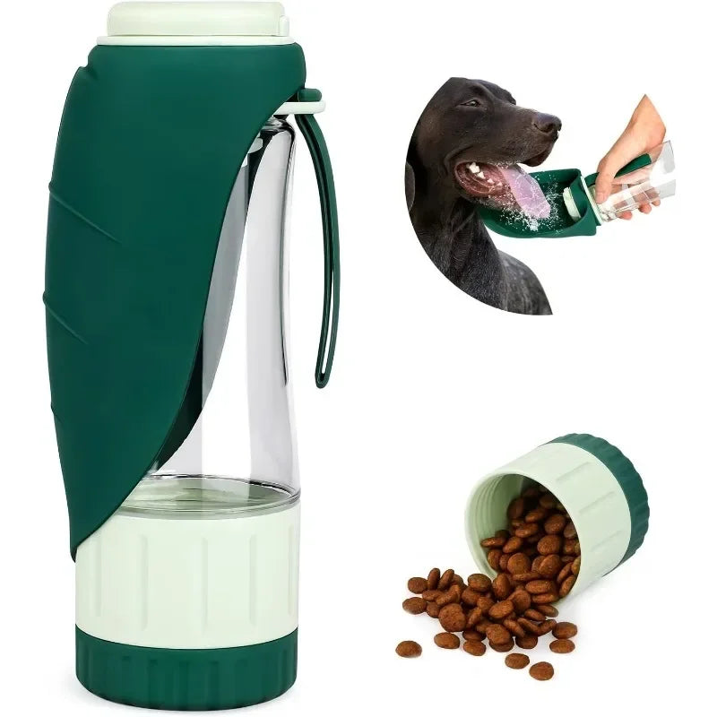 2 IN 1 Portable Water Bottle Dispenser for Dogs & Cats