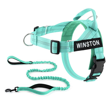No-Pull Dog Harness Set with Custom Name Tag