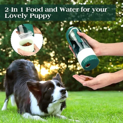 2 IN 1 Portable Water Bottle Dispenser for Dogs & Cats