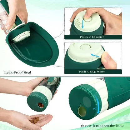 2 IN 1 Portable Water Bottle Dispenser for Dogs & Cats