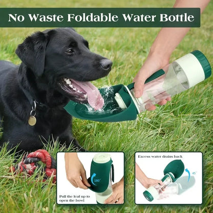 2 IN 1 Portable Water Bottle Dispenser for Dogs & Cats