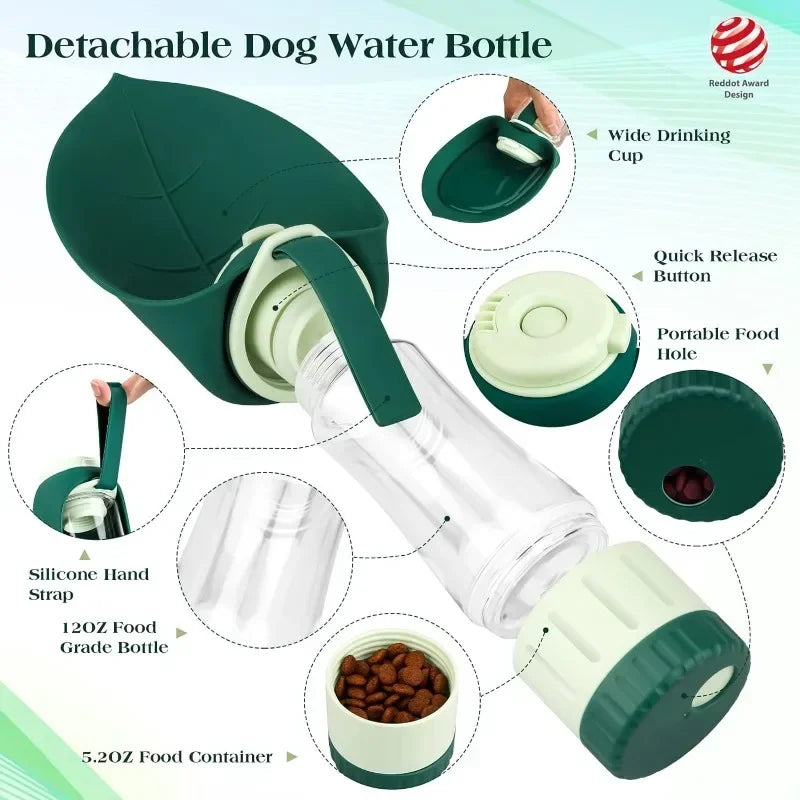 2 IN 1 Portable Water Bottle Dispenser for Dogs & Cats